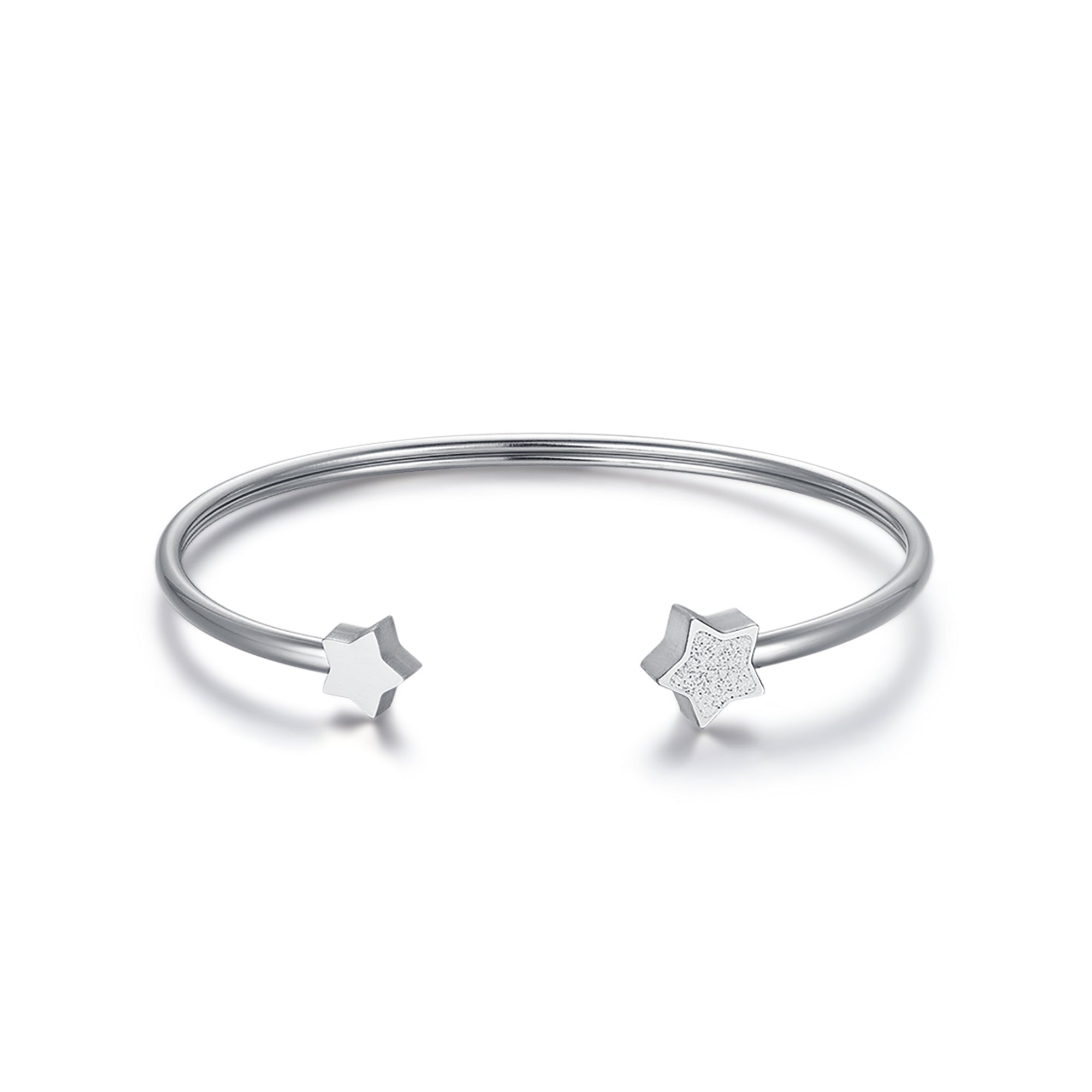 BRACCIALE IN ACCIAIO CON STELLE CON GLITTER BIANCO