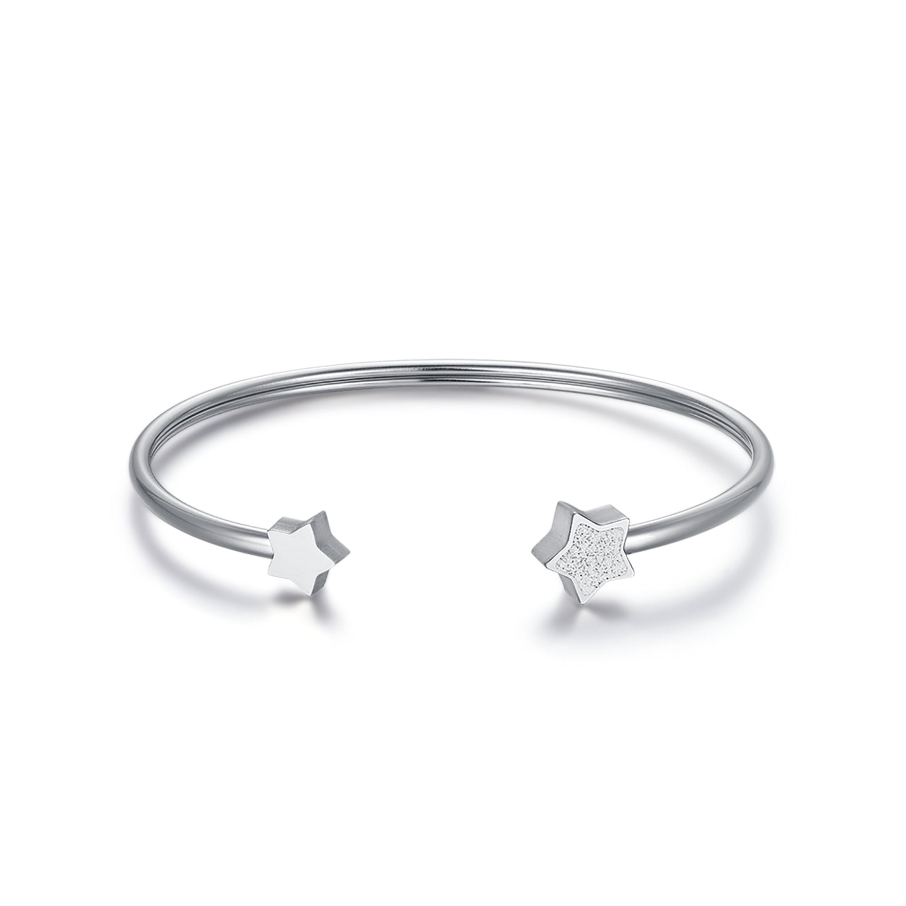 BRACCIALE IN ACCIAIO CON STELLE CON GLITTER BIANCO