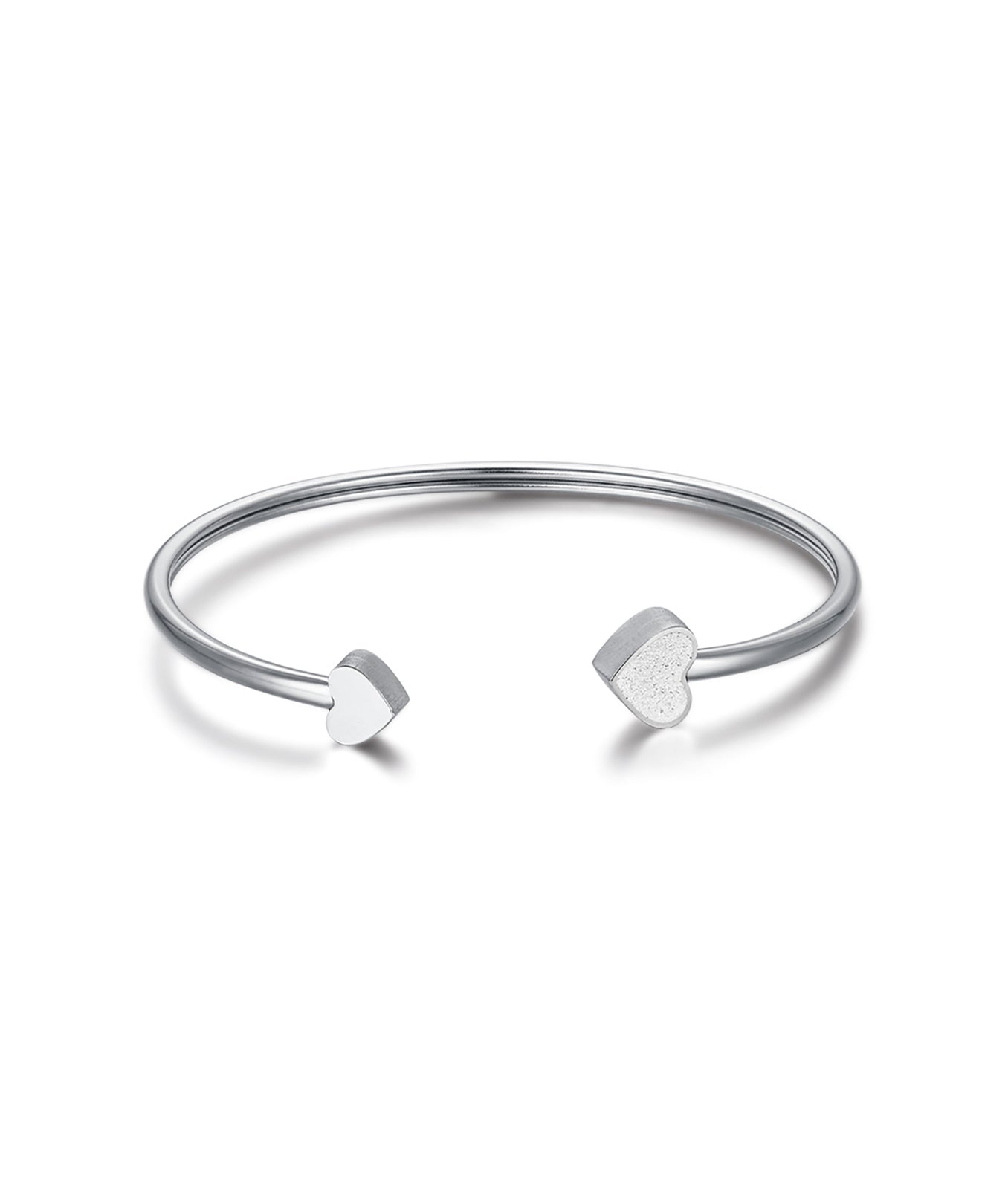 BRACCIALE IN ACCIAIO CON CUORI CON GLITTER BIANCO