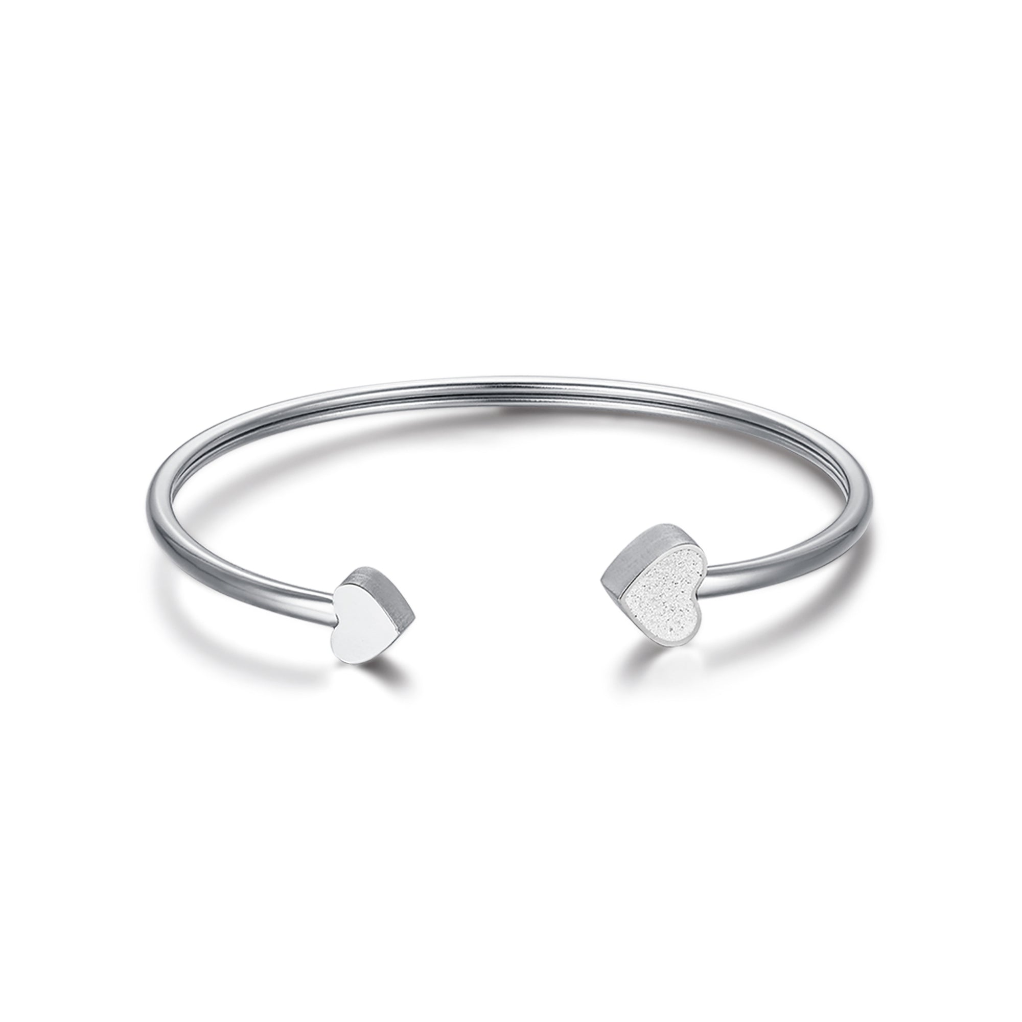 BRACCIALE IN ACCIAIO CON CUORI CON GLITTER BIANCO