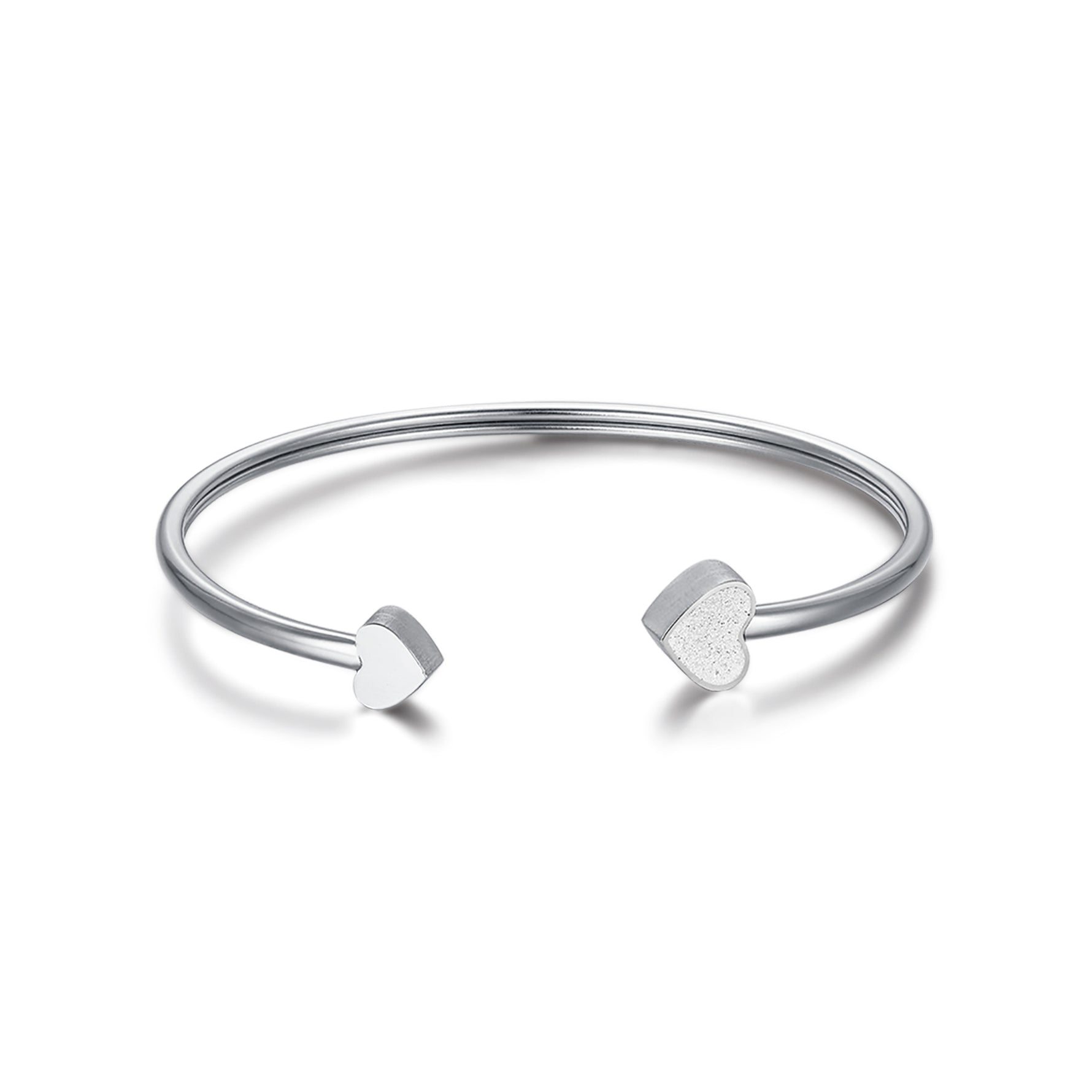 BRACCIALE IN ACCIAIO CON CUORI CON GLITTER BIANCO