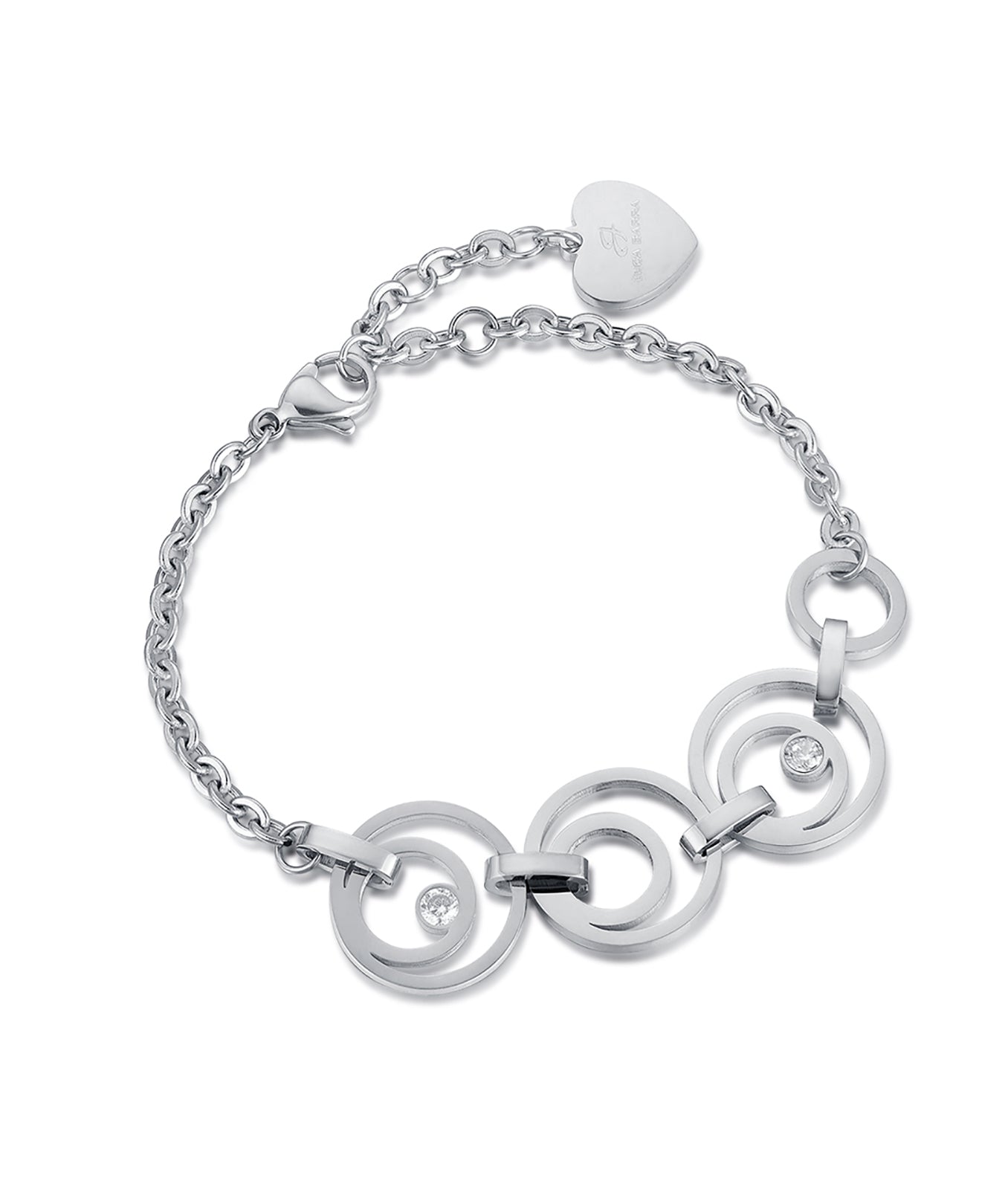 BRACCIALE IN ACCIAIO CON CERCHI E CRISTALLI BIANCHI