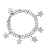 BRACCIALE IN ACCIAIO CON STELLE E GLITTER BIANCO
