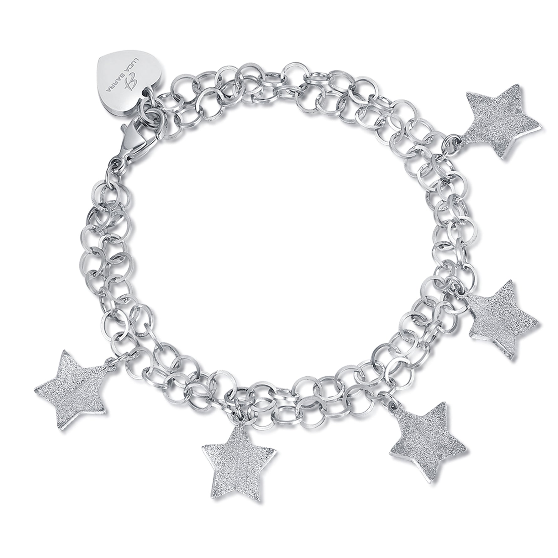 BRACCIALE IN ACCIAIO CON STELLE E GLITTER BIANCO