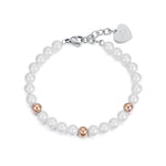 BRACCIALE IN ACCIAIO CON PERLE E SFERE IN ACCIAIO IP ROSE