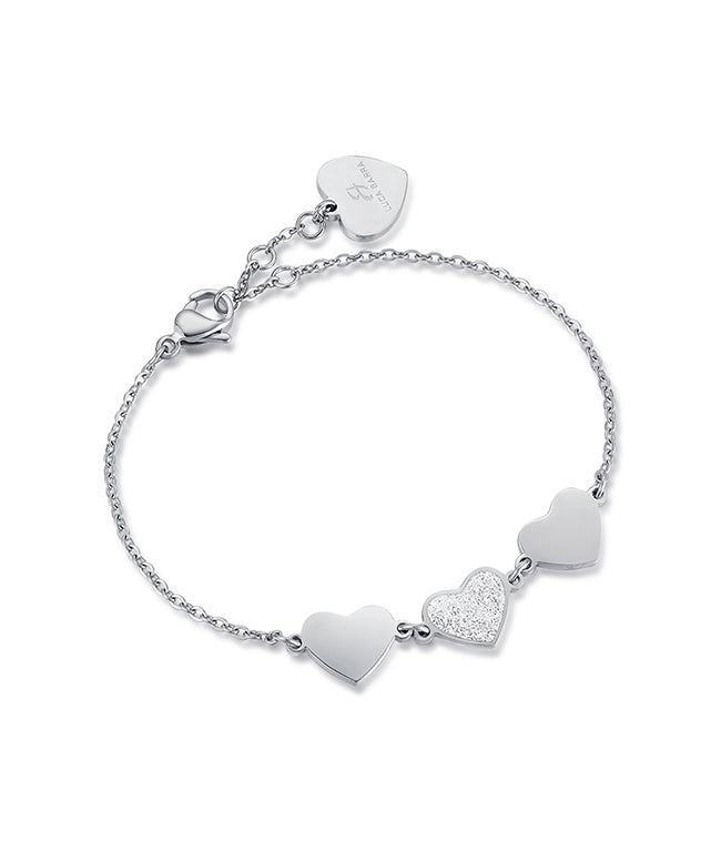 BRACCIALE IN ACCIAIO CON CUORI E GLITTER