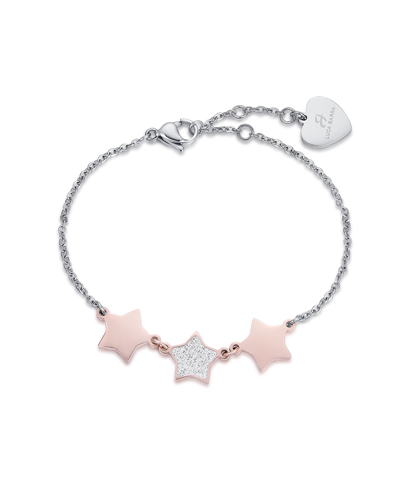 BRACCIALE IN ACCIAIO CON STELLE IP ROSE E GLITTER