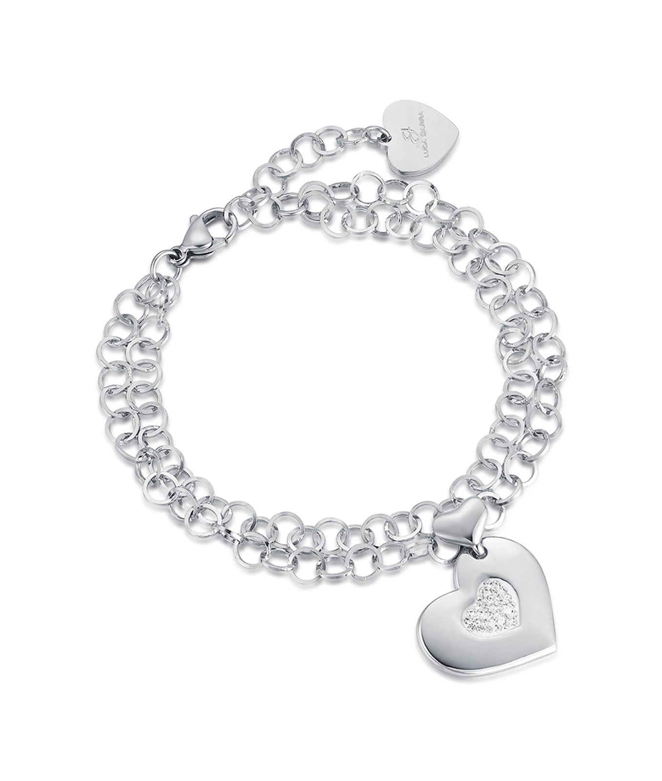 BRACCIALE IN ACCIAIO CON CUORE CON CRISTALLI BIANCHI