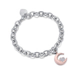 BRACCIALE IN ACCIAIO CON LUNA IP ROSE E CUORE CON CRISTALLI BIANCHI