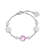 BRACCIALE IN ACCIAIO CON PIETRE ROSA