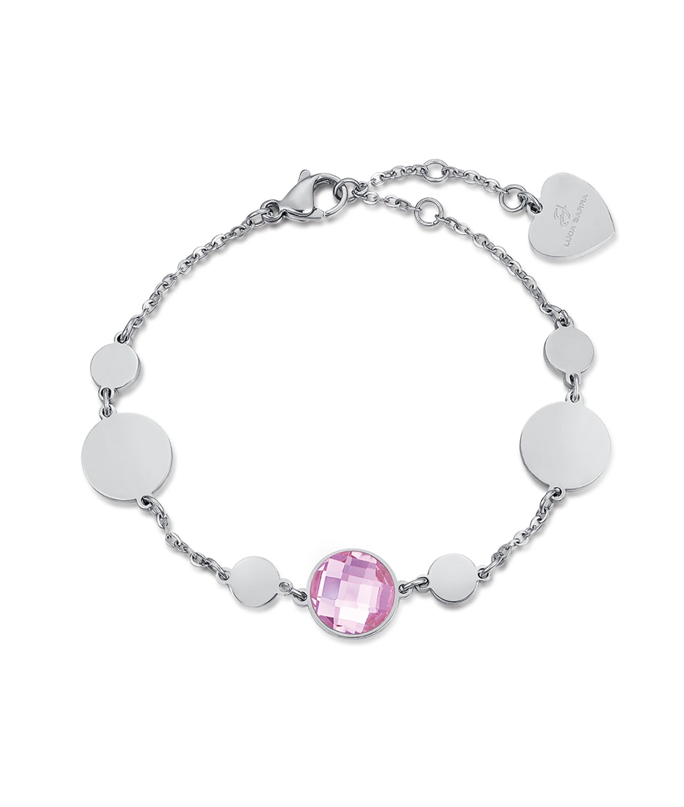 BRACCIALE IN ACCIAIO CON PIETRE ROSA