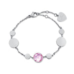 BRACCIALE IN ACCIAIO CON PIETRE ROSA