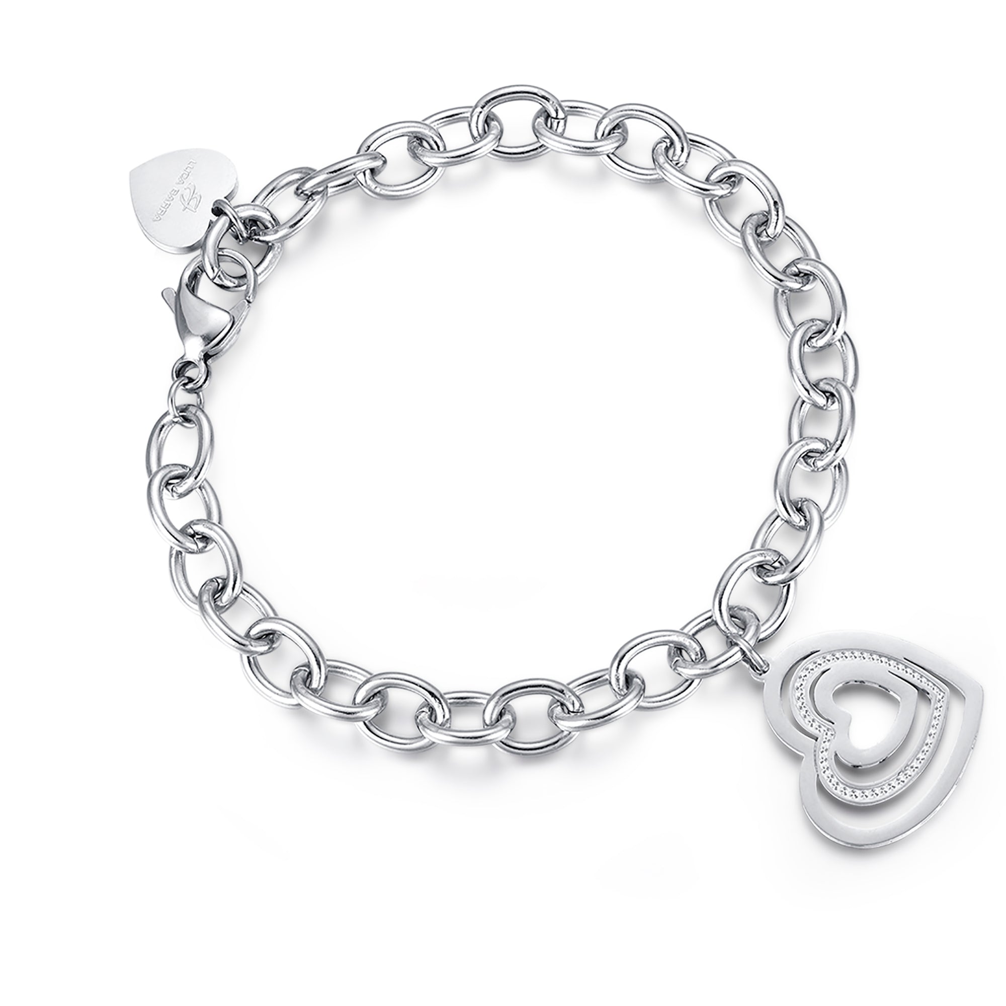 BRACCIALE IN ACCIAIO CON CUORI CON CRISTALLI BIANCHI