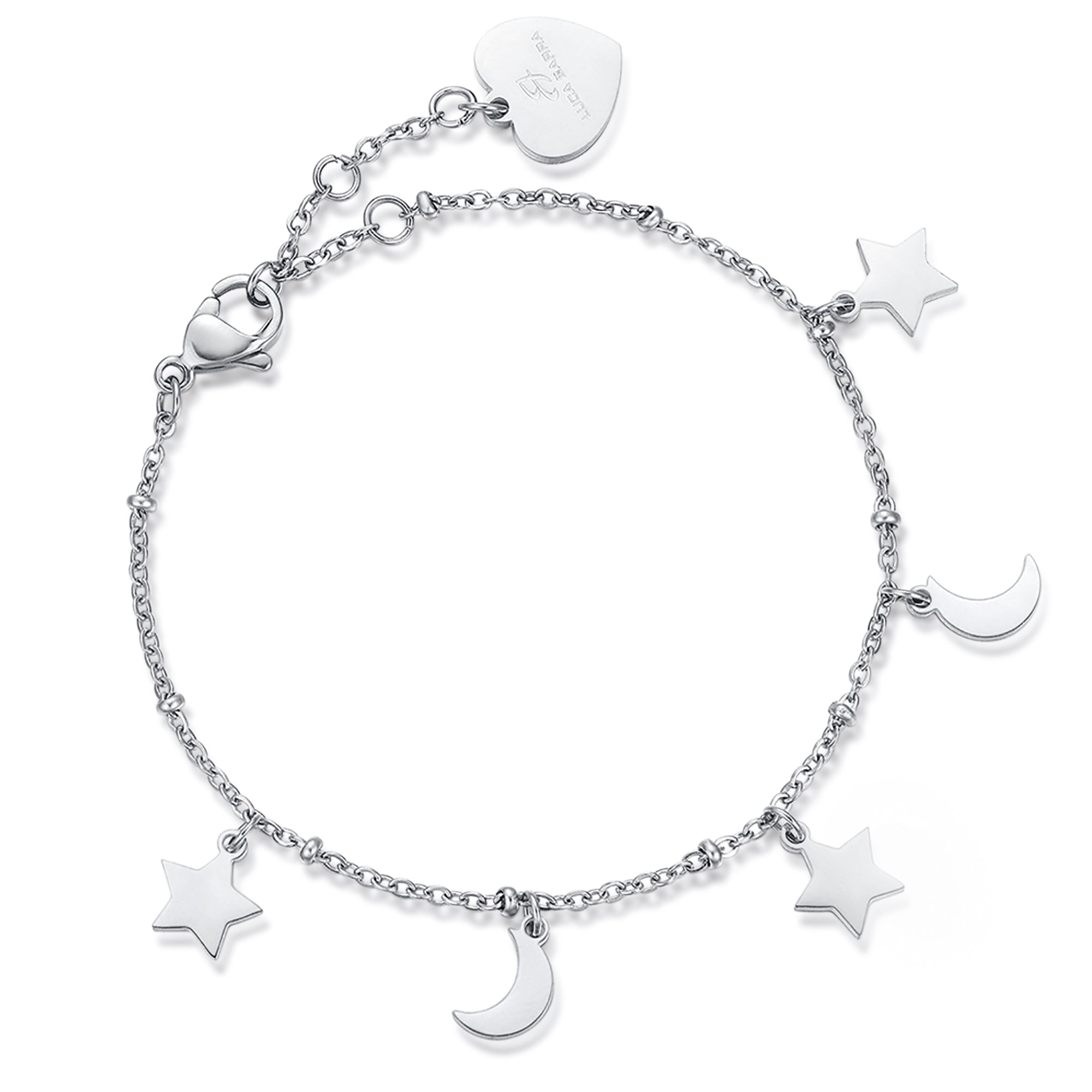 BRACCIALE IN ACCIAIO CON STELLE E LUNE