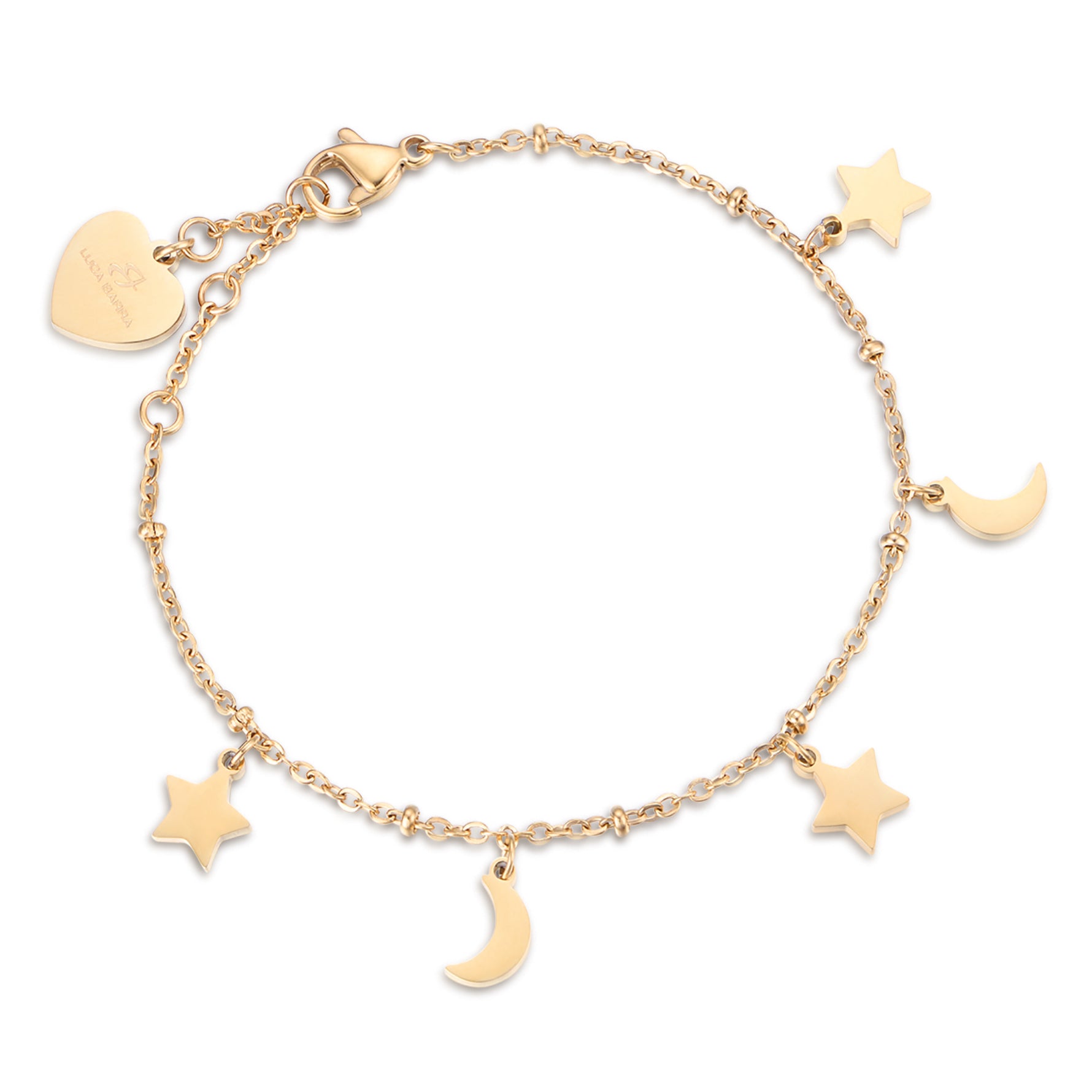 BRACCIALE IN ACCIAIO IP GOLD CON STELLE E LUNE