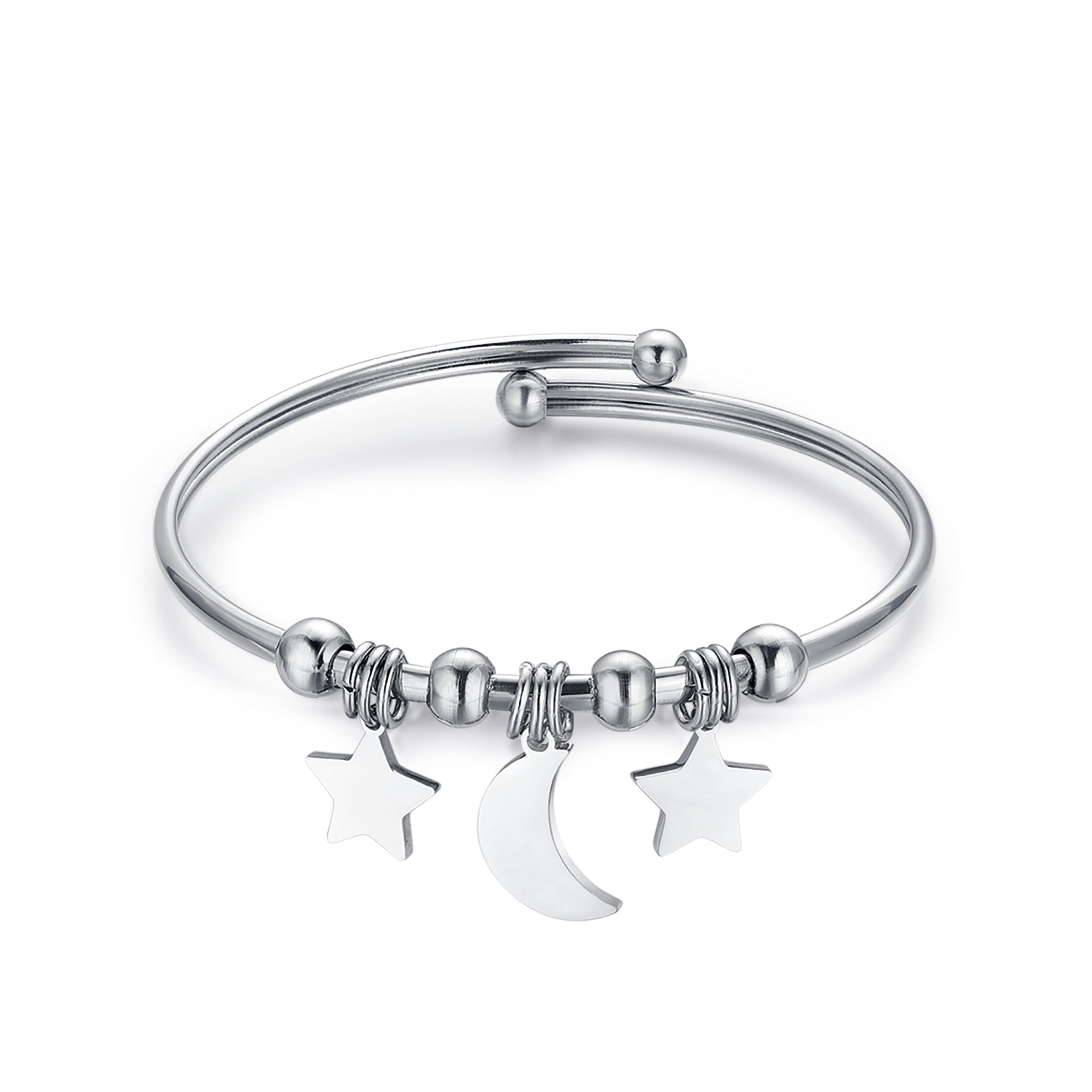 BRACCIALE IN ACCIAIO CON STELLE E LUNA