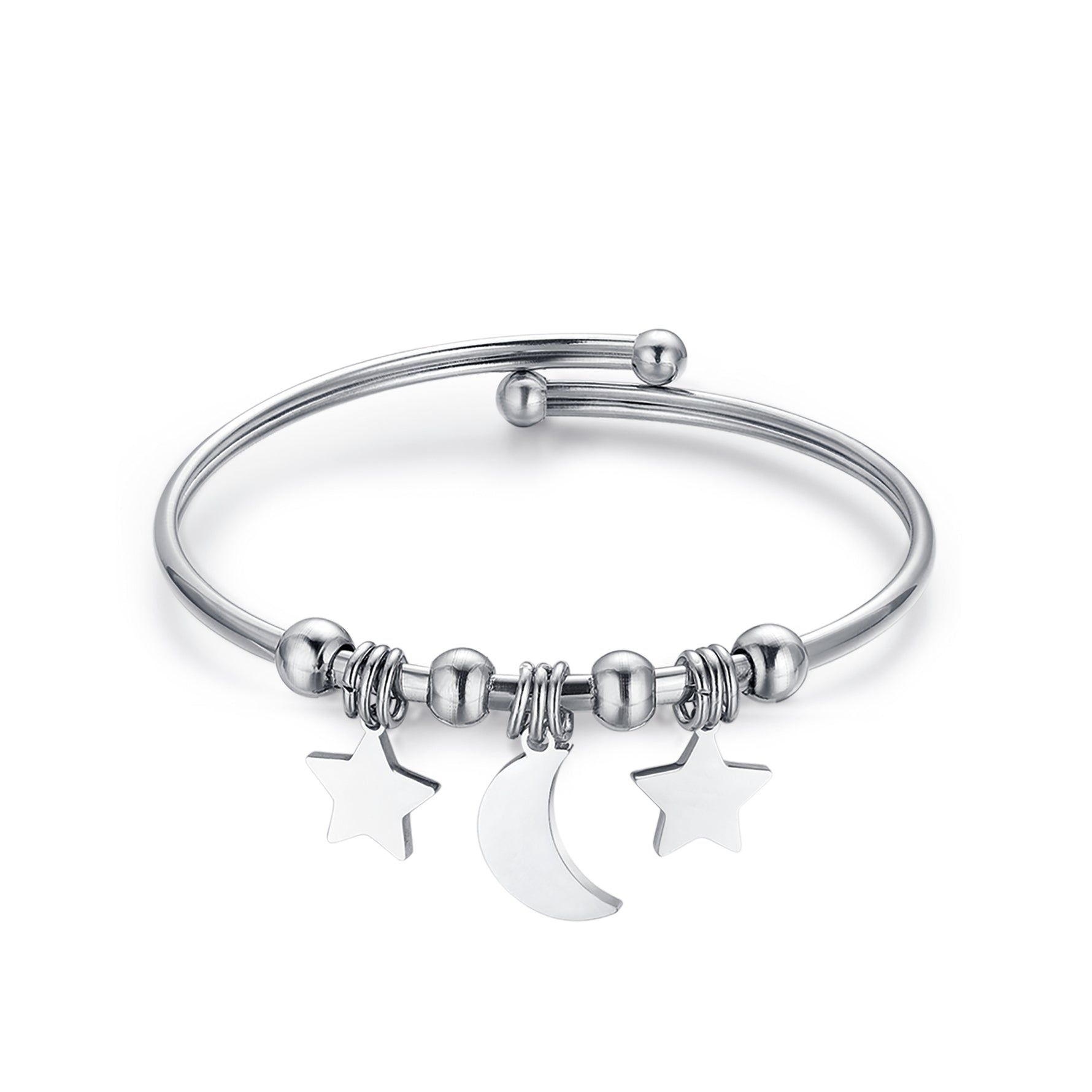 BRACCIALE IN ACCIAIO CON STELLE E LUNA