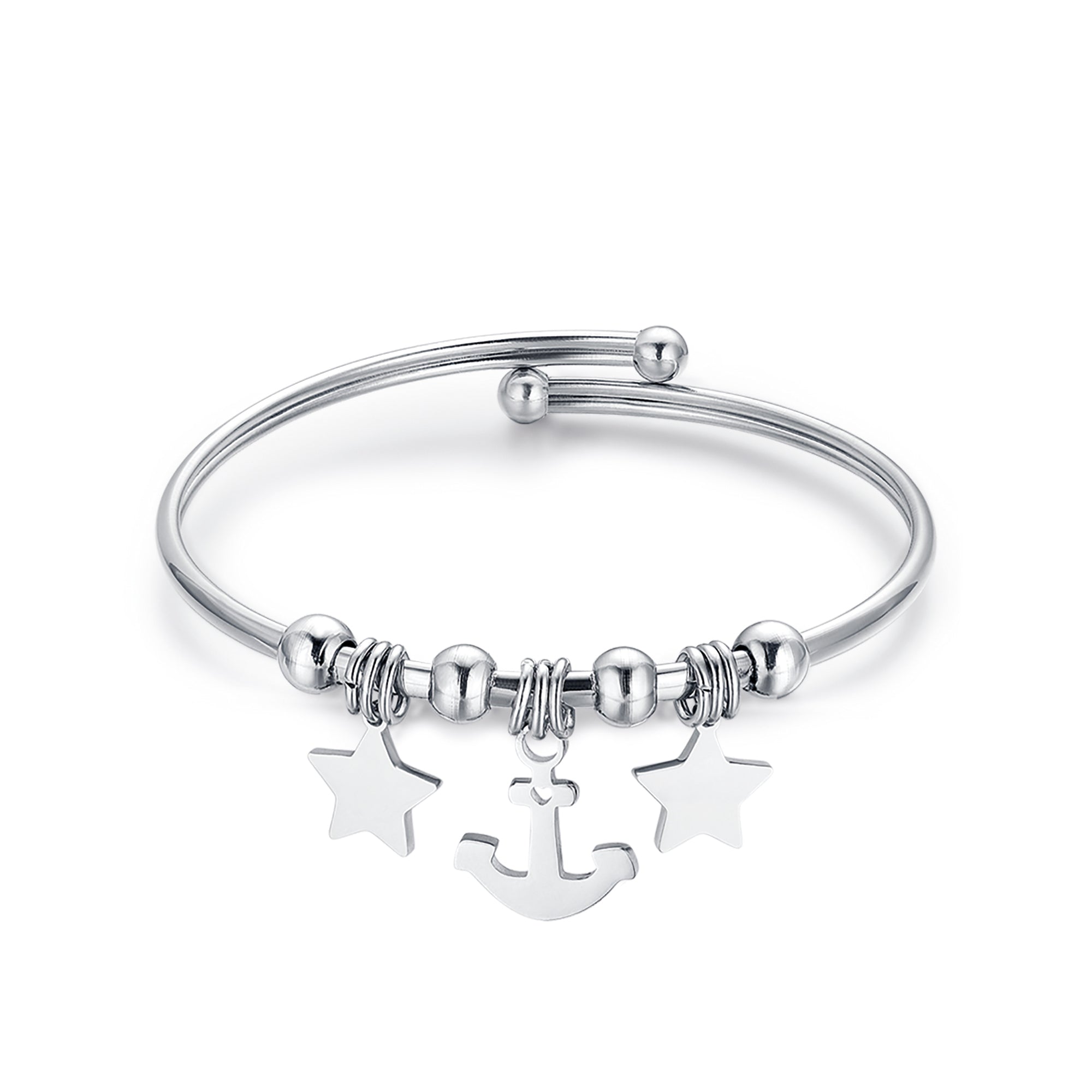 BRACCIALE IN ACCIAIO CON STELLE ED ANCORA
