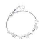 BRACCIALE IN ACCIAIO CON FARFALLE E GLITTER BIANCO
