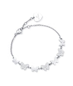BRACCIALE IN ACCIAIO CON FARFALLE E GLITTER BIANCO