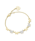 BRACCIALE IN ACCIAIO IP GOLD CON FARFALLE E GLITTER BIANCO
