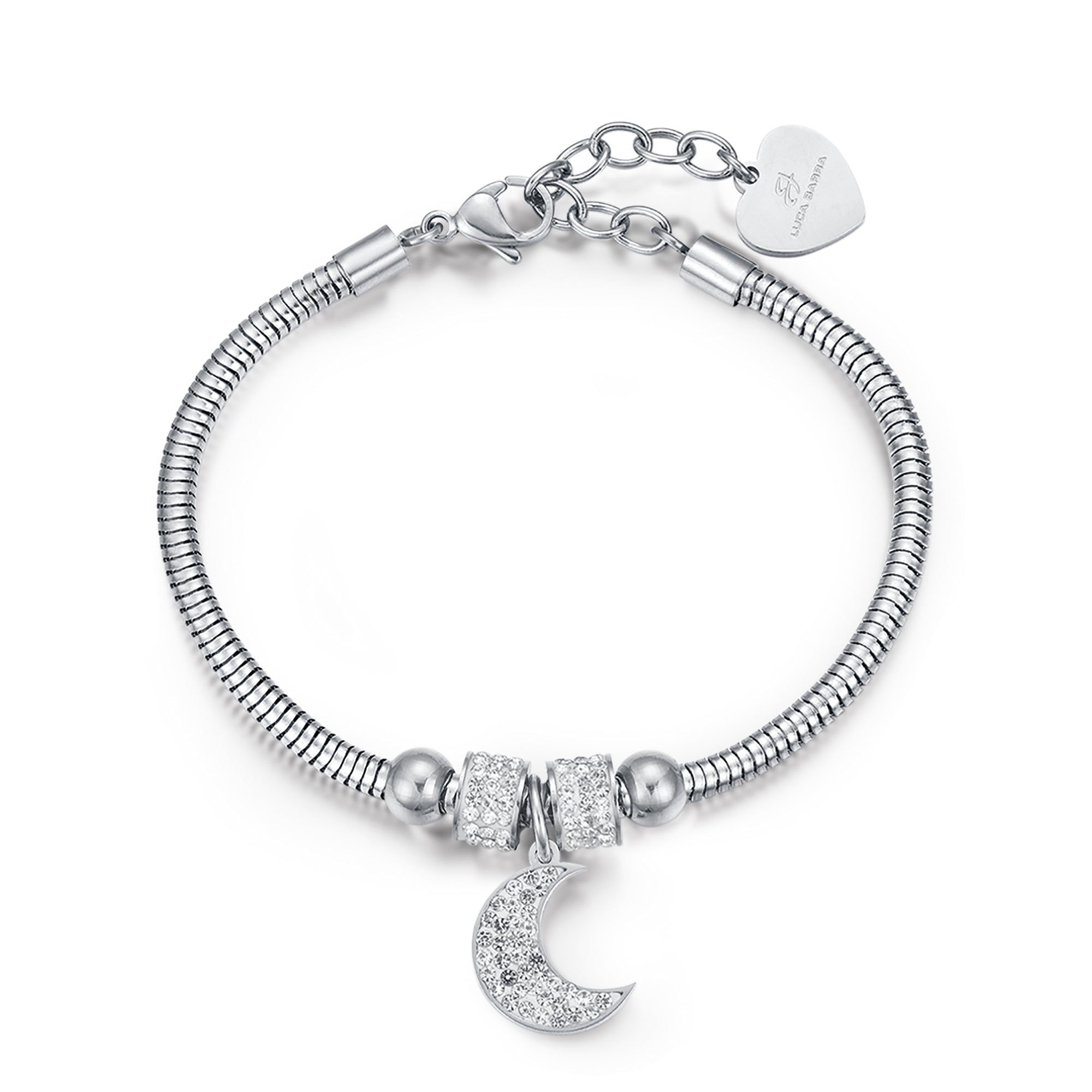 BRACCIALE IN ACCIAIO CON LUNA E CRISTALLI BIANCHI
