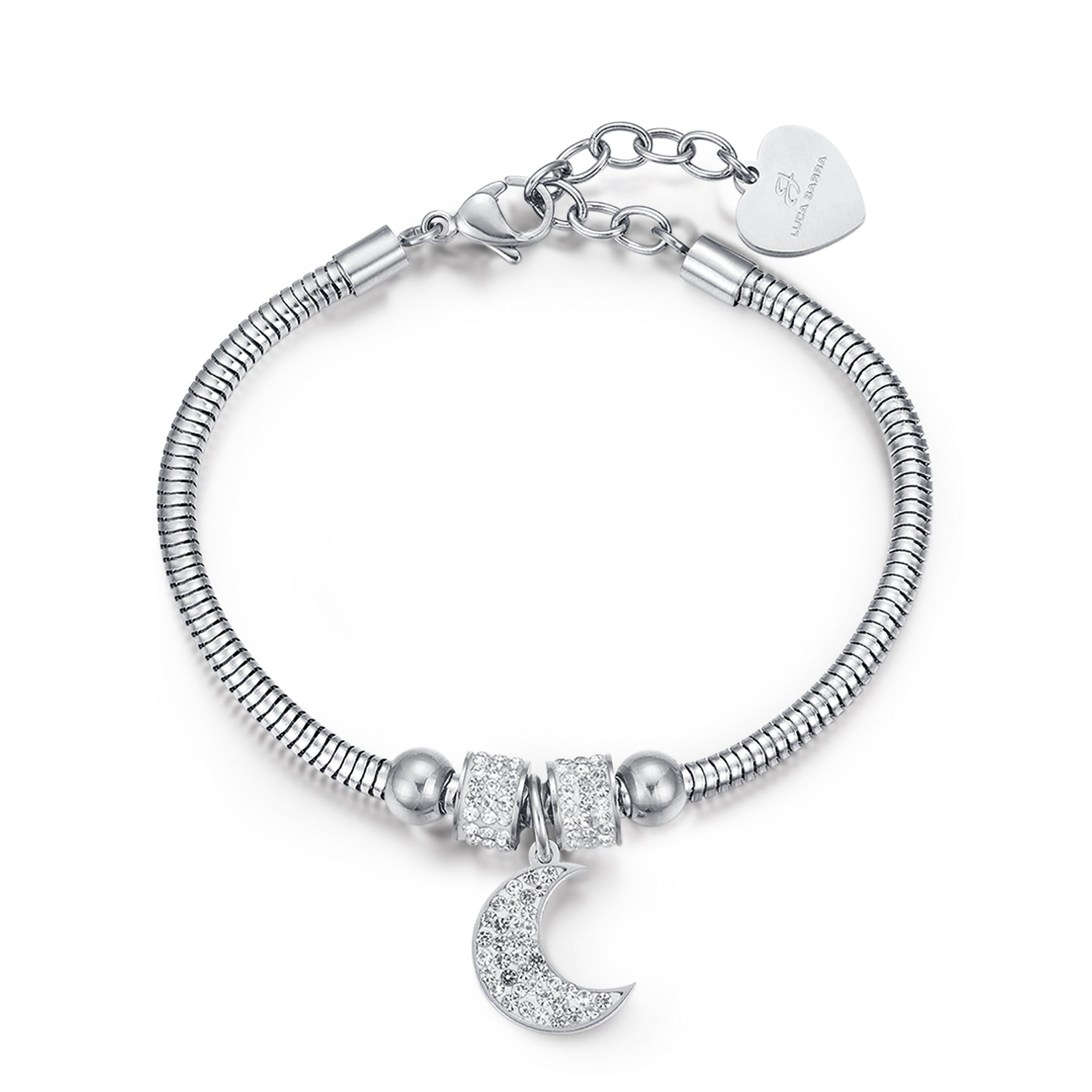 BRACCIALE IN ACCIAIO CON LUNA E CRISTALLI BIANCHI