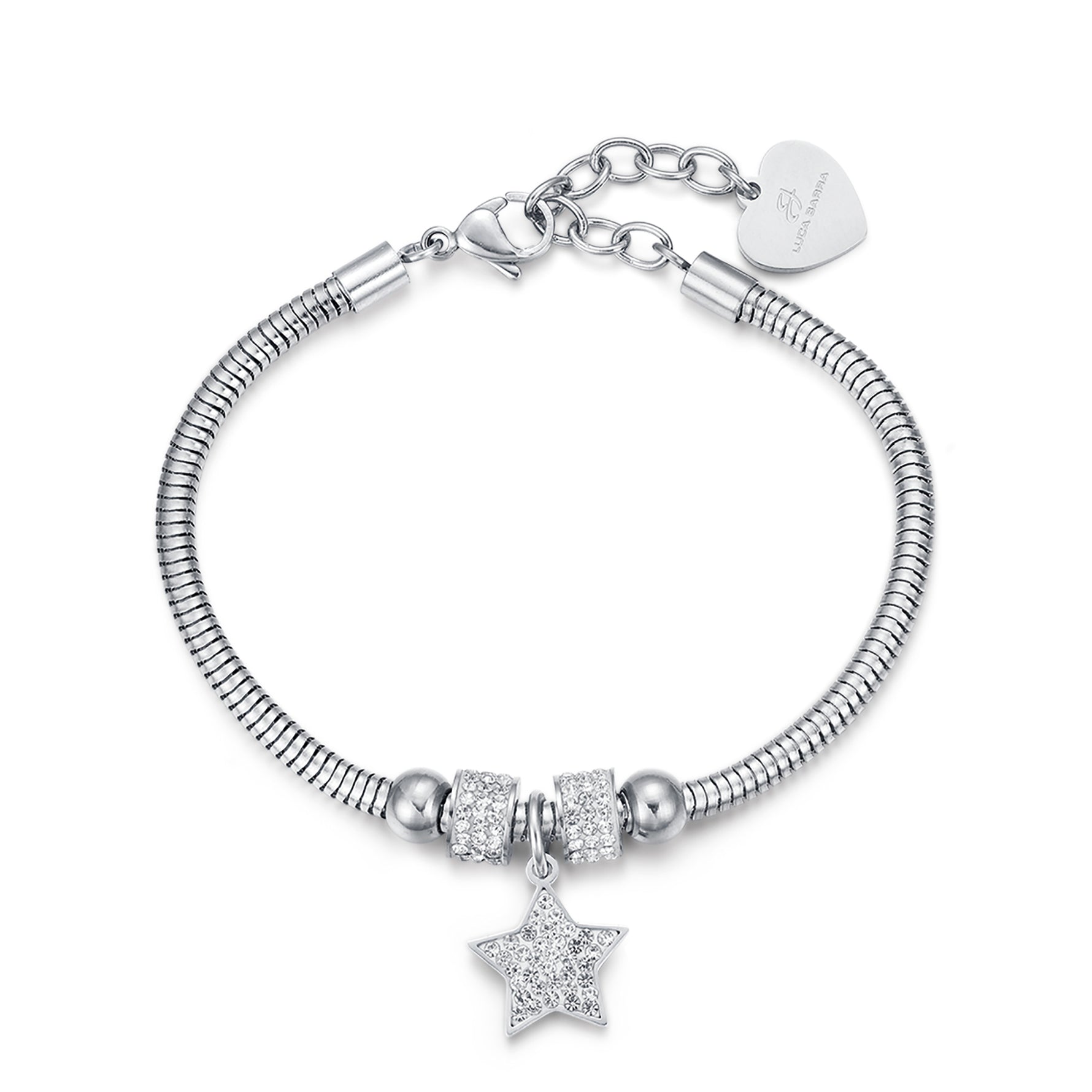 BRACCIALE IN ACCIAIO CON STELLA E CRISTALLI BIANCHI
