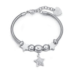 BRACCIALE IN ACCIAIO CON STELLA CON CRISTALLI BIANCHI E STELLE ACCIAIO