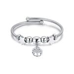 BRACCIALE IN ACCIAIO CON ALBERO DELLA VITA CON CRISTALLI E STELLE ACCIAIO