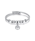 BRACCIALE IN ACCIAIO CON ALBERO DELLA VITA CON CRISTALLI E STELLE ACCIAIO