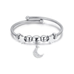 BRACCIALE IN ACCIAIO CON LUNA CON CRISTALLI BIANCHI E STELLE ACCIAIO