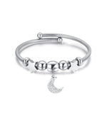 BRACCIALE IN ACCIAIO CON LUNA CON CRISTALLI BIANCHI E STELLE ACCIAIO