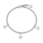 BRACCIALE IN ACCIAIO CON STELLE E CRISTALLI BIANCHI