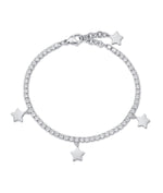BRACCIALE IN ACCIAIO CON STELLE E CRISTALLI BIANCHI