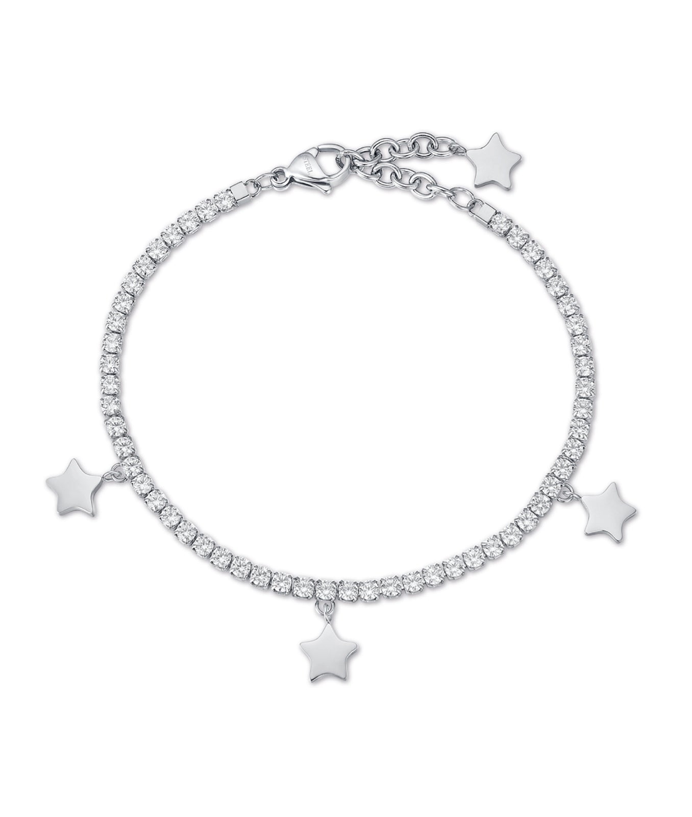 BRACCIALE IN ACCIAIO CON STELLE E CRISTALLI BIANCHI