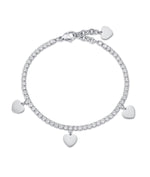 BRACCIALE IN ACCIAIO CON CUORI E CRISTALLI BIANCHI