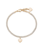 BRACCIALE IN ACCIAIO IP GOLD CON CUORE E CRISTALLI BIANCHI