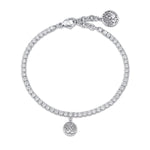 BRACCIALE IN ACCIAIO CON ALBERO DELLA VITA E CRISTALLI BIANCHI