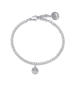 BRACCIALE IN ACCIAIO CON ALBERO DELLA VITA E CRISTALLI BIANCHI