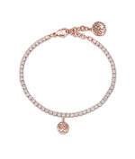 BRACCIALE IN ACCIAIO IP ROSE CON ALBERO DELLA VITA E CRISTALLI BIANCHI