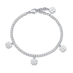 BRACCIALE IN ACCIAIO CON QUADRIFOGLI E CRISTALLI BIANCHI