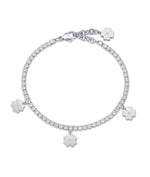 BRACCIALE IN ACCIAIO CON QUADRIFOGLI E CRISTALLI BIANCHI