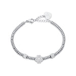 BRACCIALE IN ACCIAIO CON QUADRIFOGLIO CON CRISTALLI BIANCHI