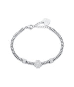 BRACCIALE IN ACCIAIO CON QUADRIFOGLIO CON CRISTALLI BIANCHI