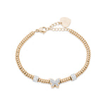 BRACCIALE IN ACCIAIO IP GOLD CON FARFALLA CON CRISTALLI BIANCHI