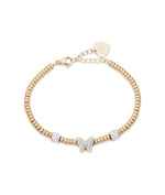 BRACCIALE IN ACCIAIO IP GOLD CON FARFALLA CON CRISTALLI BIANCHI