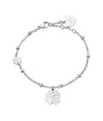 BRACCIALE IN ACCIAIO CON QUADRIFOGLI CON CRISTALLI BIANCHI