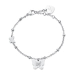 BRACCIALE IN ACCIAIO CON FARFALLE CON CRISTALLI BIANCHI