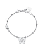 BRACCIALE IN ACCIAIO CON FARFALLE CON CRISTALLI BIANCHI